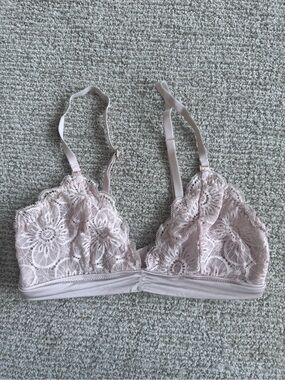 aerie Pale Pink Floral Lace Bralette - Soft Blush